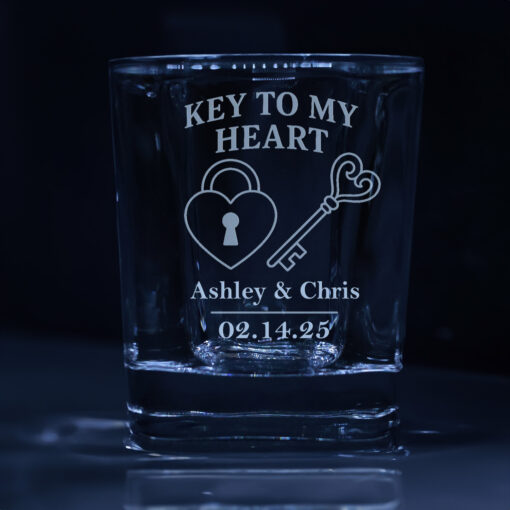 Key to My Heart – Personalized Engraved Shot Glass for Couples or Weddings