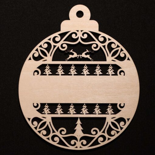 🎄 Custom Name Christmas Ornament – Reindeer & Tree Design, Laser Engraved Baltic Birch