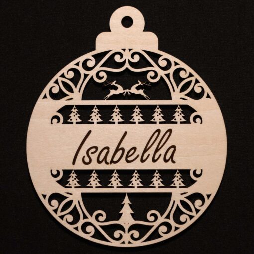 🎄 Custom Name Christmas Ornament – Reindeer & Tree Design, Laser Engraved Baltic Birch - Image 2