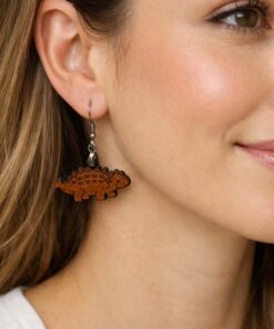 Ankylosaurus Dangle Earrings | Laser Cut Wooden Dino Earrings